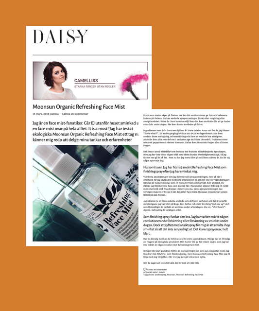 Daisy Beauty bloggen skriver om Moonsun Refreshing Face Mist